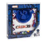 Cerda Pets – Coffret chiens Captain America – Motif super-héros, 28×30×6,8 cm, mangeoire, collier