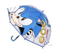 ARTESANÍA CERDÁ Parapluie cloche Sonic – Imprimé et anneaux bleu, ouverture manuelle, 100% POE