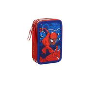 CERDÁ Life's Little Moments Trousse triple pour enfant Spiderman avec marqueurs, stylos et crayons