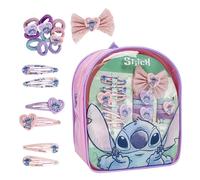 Set de beauté Stitch - Comprend un sac à dos, 1 ruban, 6 épingles à cheveux et 9 chouchous - Multicolore - Idéal pour surprendre vos enfants - Design inspiré de Stitch - Produit original conçu en