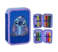 Cerda Trousse Disney Stitch double zippée bleu