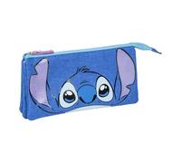 Trousse triple fille Cerda Disney Stitch Bleu 22,5x21,5x2 cm