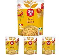 Céréal Bio Façon Paëlla - Riz, Petits légumes, Safran - Sachet Micro-ondable, Rapide à Réchauffer - Végan et Bio - 220g - 207879 (Lot de 4)