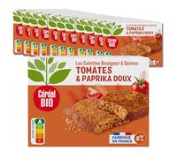 CÉRÉAL BIO - Galettes Boulgour & Quinoa à la Tomate Bio - Végan & Bio - Simple et Rapide - Repas Prêts à Réchauffer - Lot de 12 - Nutriscore A - 200 g