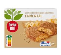 CEREAL BIO Galettes Boulgour & Sarrasin à l'Emmental Bio - 2 unités de 100g chacune - Format familial pratique - Fabriqué en France - Lot de 4