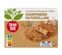 CEREAL BIO - Galettes Gourmandes Boulgour & Millet aux Champignons Bio, Texture Croustillante (2x100g) - Le Lot De 4