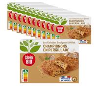 CÉRÉAL BIO Galettes Millet & Boulgour aux champignons en persillade - Bio - Simple et Rapide à Réchauffer - Lot de 12 boîtes (12 x 200g)