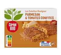 CEREAL BIO - Galettes Savoureuses boulghour, tomates & parmesan Bio, les 2 galettes de 100g - Lot de 4
