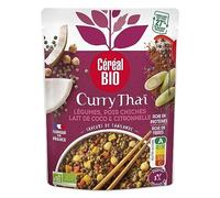 Céréal Bio Lentilles, Pois Chiches, Légumes, Lait de Coco - Plat Cuisiné Bio Individuel, Micro-Ondable, Saveurs Douces et Parfumées, Prêt à Réchauffer - 240g