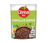 CÉRÉAL BIO - Lentilles Vertes Nature Bio - Source de Protéines et Fibres - Prêt en 1 Minute - Sans Colorant ni Conservateur - 220 g (Lot de 6)