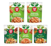 Céréal Bio Lot 5 Plats Cuisinés Végétariens - Saveurs Italiennes - Pâtes, Riz, Légumes, Épices - Bio, Micro-Ondables, Prêts à Réchauffer - 5 x 220g