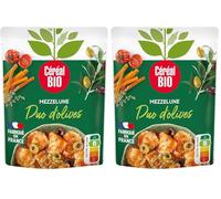 Céréal Bio - Mezzelune Duo d'olives - Pâtes végétales farcies bio et végan - Source de Protéines - 1 sachet de 280g (Lot de 2)