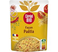 CÉRÉAL BIO - Paëlla Végétarienne Bio - Riz, Petits Légumes & Safran - Plat Cuisiné Bio Individuel - Repas Prêt à Réchauffer en 2 min - Nutriscore A - 220 g