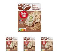 Céréal Bio Pain Azyme Froment Bio - Sans Levure, Pauvre en Matières Grasses, Riche en Céréales - Idéal Tartines Légères ou Repas Végétarien - 200g (2 x 100g) (Lot de 4)