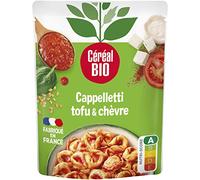 Céréal Bio Pâtes Bio, Chèvre, Tofu, Épinards, Sauce Tomate - Plat Cuisiné Bio Individuel, Micro-Ondable, Prêt à Réchauffer - 220g