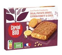 CEREAL BIO - Pavés Fondants Bio Soja, Patate Douce, Citron Confit & Coco - Vegan · Source de Protéines · Source de Fibres · Ingrédients Sans Pesticide - Les 2 pavés de 100g - 200g - Le Lot De 4