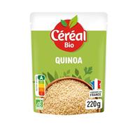 CÉRÉAL BIO - Quinoa Bio - Riche en Fibres & Sans Additifs - Accompagnement Végétal - Repas Prêt à Réchauffer en 2 min - Source de Protéines - Nutriscore A - 250 g