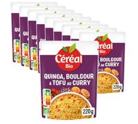CÉRÉAL BIO - Quinoa, Boulgour & Tofu au Curry, Lot de 10 - 220 g