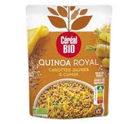 CEREAL BIO - Quinoa Royal aux Carottes Jaunes et Cumin, Saveur Épicée et Naturelle (Sachet 220g) - Le lot de 4