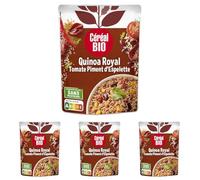 CÉRÉAL BIO - Quinoa Royal Bio - Tomates Séchées & Piment d’Espelette - Plat Cuisiné Bio Individuel - Repas Prêt à Réchauffer en 2 min - Nutriscore A - 220 g