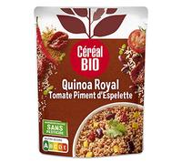 Céréal Bio Quinoa Royal, Tomates Séchées, Piment d’Espelette - Plat Cuisiné Bio Individuel, Micro-Ondable, Saveurs Relevées, Prêt à Réchauffer - 220g