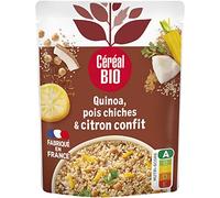 CÉRÉAL BIO - Quinoa Royal Végétarien Bio - Pois Chiches, Citron Confit & Épices Douces - Plat Cuisiné Bio Individuel - Repas Prêt à Réchauffer en 2 min - Riche en Fibres & Protéines - 220 g