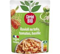 CEREAL BIO - Raviolis Savoureux au Tofu et Tomates Fraîches, Note Basilic Aromatique (Sachet 267g) - Lot de 4 - vendu par Lot
