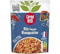 CÉRÉAL BIO - Riz Bio, Poivrons, Tomates & Piment d’Espelette Bio - Plat Cuisiné Individuel - Repas Prêt à Réchauffer en 2 min - Riche en Fibres & Protéines - Nutriscore A - 260 g