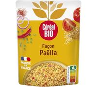 CEREAL BIO - Riz Façon Paëlla au Safran - Plat Végétal Bio au Soja - Recette Vegan - Prêt en 2 min au Micro-Ondes - le sachet de 220g - Le Lot De 4