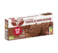 Céréal Bio Sablés Chocolat Intense Bio - Biscuits Gourmands au Chocolat Noir, Sans Huile de Palme - Idéal Goûter Végétarien ou Pause Énergétique - 132g (3 sachets)