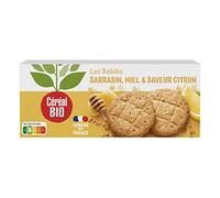 Céréal Bio Sablés Miel Citron Sarrasin Bio - Sans Gluten, Saveur Douce et Acidulée - Idéal Goûter Équilibré, Pause Gourmande ou Petit-Déjeuner - 132g (3 sachets)