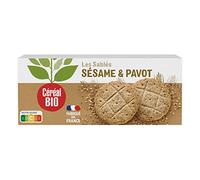 Céréal Bio Sablés Pavot Sésame Bio - Biscuits Croquants aux Graines, Source de Fibres - Idéal Snack Sain, Goûter ou Pause Gourmande - 132g (3 sachets)