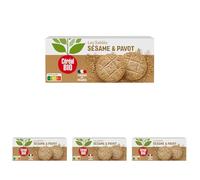 Céréal Bio - Sablés Sésame et Pavot - Biscuits Bio - Blé Complet - Céréales - Encas Pour le Goûter, le Café ou le Thé - Sans Huile de Palme - 1 Boîte de 132 g (3 x 4 Biscuits) (Lot de 4)