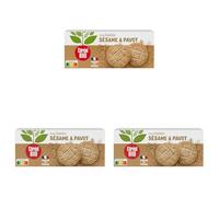 Céréal Bio - Sablés Sésame et Pavot - Biscuits Bio - Blé Complet - Céréales - Encas Pour le Goûter, le Café ou le Thé - Sans Huile de Palme - 1 Boîte de 132 g (3 x 4 Biscuits) (Lot de 3)