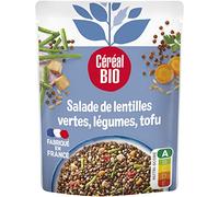 Céréal Bio Salade Végétarienne - Lentilles, Épeautre, Tomates, Tofu - Plat Bio Prêt à Consommer, Saveurs Méditerranéennes, Format Nomade, À Déguster Froid - 220g