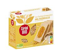 CÉRÉAL BIO - Tartines Craquantes Multicéréales Bio - Sans Gluten - Riche en Fibres & Céréales Complètes - Idéal pour un Petit-Déjeuner, Snack ou Apéritif - 3 Sachets Fraîcheur - Nutriscore A - 145 g