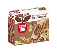 CÉRÉAL BIO - Tartines Craquantes Riz Châtaigne Bio - Sans Gluten - Légères & Gourmandes - Goûter Végétarien, Petit-Déjeuner ou Pause Équilibrée - 3 Sachets Fraîcheur - Nutriscore A - 145 g