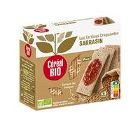 CÉRÉAL BIO - Tartines Craquantes Sarrasin Bio - Sans Gluten - Riche en Fibres - Idéal Petit-Déjeuner, Snack Léger ou Apéritif - Nutriscore A - 3 Sachets -145 g