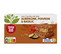CÉRÉAL BIO - Tendres Carrés de Blé, Aubergine, Poivron & Basilic Bio - Végan & Bio - Prêts à Réchauffer Rapidement - Nutriscore A - 200 g