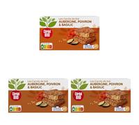 Céréal Bio Tendres carrés de Blé, Aubergine, Poivron, Basilic - Végan et Bio - Simple et Rapide à Réchauffer - 200g (2 x 100g) - 209481 (Lot de 3)