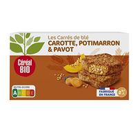 Céréal Bio Tendres Carrés Potimarron Carotte - Galettes Végétales Bio au Seitan & Légumes Doux - Source de Fibres, Moelleux et Gourmand - 200g (2x100g)