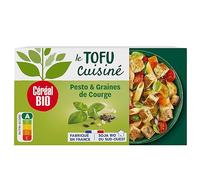 CÉRÉAL BIO - Tofu Cuisiné Bio au Pesto & Courge - Plat Végétarien Bio - Riche en Protéines Végétales & Source de Fibres - Repas Prêt à Cuisiner en 5 min - Sans Conservateurs - Nutriscore A - 180 g