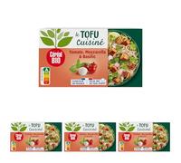 Céréal Bio Tofu Cuisiné Bio Tomate Mozzarella 180g - Riche en Protéines Végétales - Plat Végétarien Prêt à Consommer - Source de Fibres - Sans Conservateurs (Lot de 4)