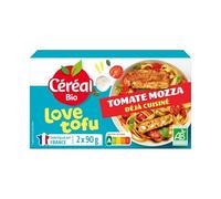 CÉRÉAL BIO - Tofu Cuisiné Bio Tomate & Mozzarella - Plat Végétarien Bio - Riche en Protéines Végétales & Source de Fibres - Prêt à Consommer - Sans Conservateurs - Nutriscore A - 180 g