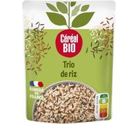 CEREAL BIO - Trio de Riz Bio · Riz Blanc Riz Rouge Complet et Riz Vénéré · Prêt en 2 min au Micro-Ondes - le sachet de 220g - Le Lot De 4