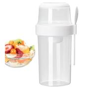 Cereal to Go Cup - 1070ml Overnight Oats Container | Reusable Topping Compartment Bottle, Silicone Overnight Oats Jars, Milk The Go Container for Yogurt, Oatmeal, Blueberries