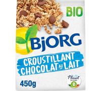 Céréales bio Croustillant Chocolat au lait BJORG - La boite de 450g Lot De 3 - Par Lot