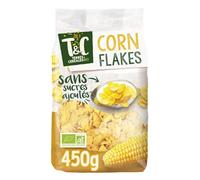 Céréales Corn Flakes Bio sans sucres ajoutés, pétales de maïs croustillants, recette simple et naturelle, format familial 450 g - Lot de 3