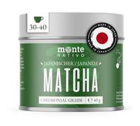 Cérémonial Matcha Monte Nativo (40g) - Idéal pour thé matcha, latte & smoothies - Thé vert japonais - Qualité cérémonie en boîte métallique - 100% pur et finement moulu