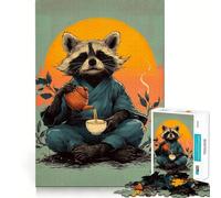 Cérémonie du thé Zen avec Un Raton Laveur Puzzle de 1000 pièces Jeu de réflexion et d'exercice Emboîtement précis sans espaces Défi cérébral interactif pour la Maison (38x26cm)